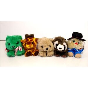 VTG PUFFKINS Plush Halloween Patches‎ & Christmas Jingles + Bear Raccoon Giraffe